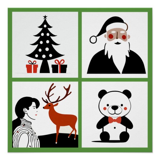 クリスマスカルテット光沢ポスター ポスター (正面)