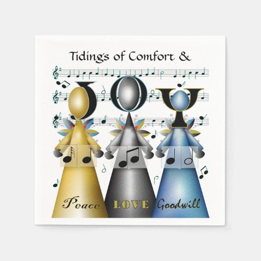 クリスマスカロラーズエンジェルズコーラスシンガーズホリデー スタンダードカクテルナプキン (正面)