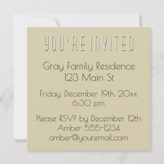 クリスマスカロリングエレガントブラック金ゴールド 招待状 (裏面)