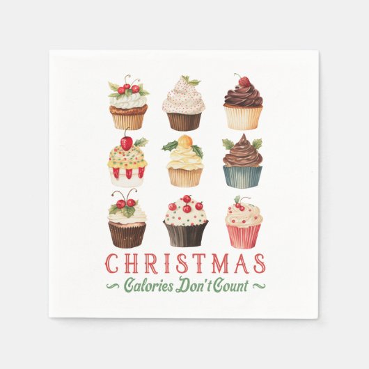 クリスマスカロリーがカウントされない スタンダードカクテルナプキン (正面)