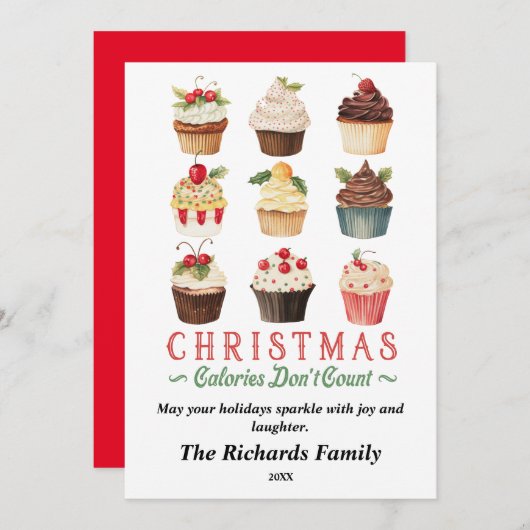 クリスマスカロリーはカップケーキを数えない シーズンカード (正面/裏面)