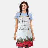 クリスマスカロリーはレッドポインセチアをカウントしない エプロン (着用した状態)