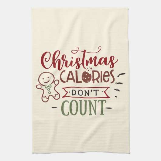 クリスマスカロリーは数えないおもしろい引用文 キッチンタオル (縦)