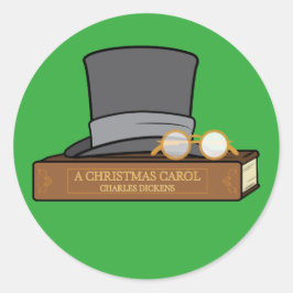 クリスマスカロルと英語のトップハット ラウンドシール