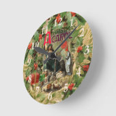 クリスマスカロルスクルージュアートプリントイラストレーション ラウンド壁時計 (傾斜)