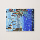 クリスマスカロルスクルージ冬の通りシーン ジグソーパズル (横)