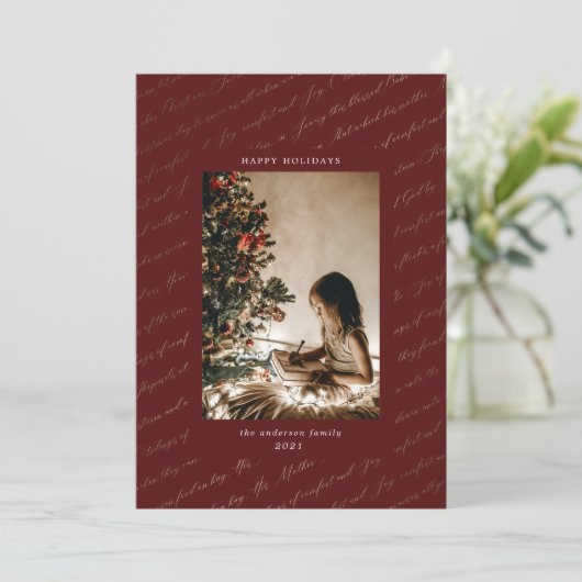 クリスマスカロルフェイク金ゴールドフォイルのホリデーカード シーズンカード (スタンド正面)