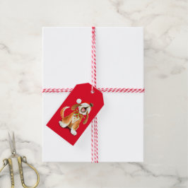 クリスマスカロル歌う犬のギフトラベル ギフトタグ