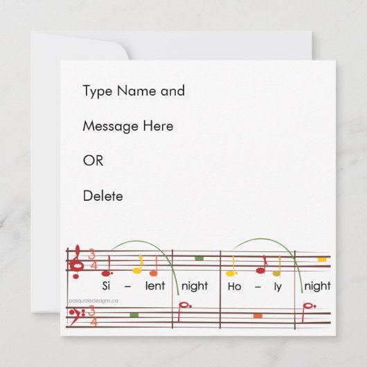 クリスマスカロル静かスカード/招待状 招待状 (裏面)