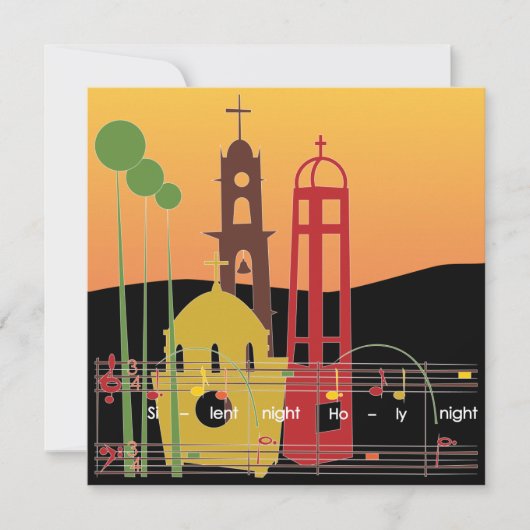 クリスマスカロル静かスカード/招待状 招待状 (正面)