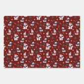 クリスマスカワイトパグドッグフェスティバル3色 ラッピングペーパーシート (正面2)