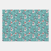 クリスマスカワイトパグドッグフェスティバル3色 ラッピングペーパーシート (正面)