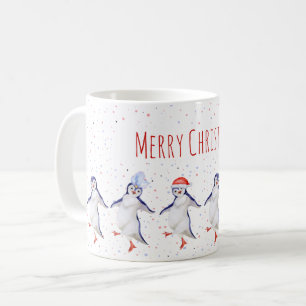 クリスマスカワイト踊りペンギン  コーヒーマグカップ