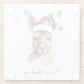 クリスマスカンガルー、カスタマイズ可能 ガラスコースター (裏面)