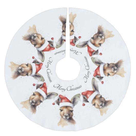 クリスマスカンガルー、カスタマイズ可能 ブラッシュドポリエステルツリースカート (正面)