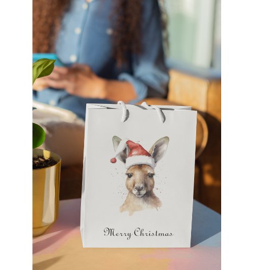 クリスマスカンガルー、カスタマイズ可能 ミディアムペーパーバッグ