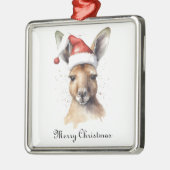 クリスマスカンガルー、カスタマイズ可能 メタルオーナメント (左)