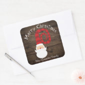 クリスマスカントリーウッドサンタ素朴 スクエアシール (封筒)