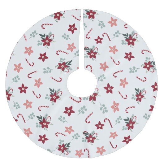 クリスマスカントリーフローラホリデーツリースカート ブラッシュドポリエステルツリースカート (正面)