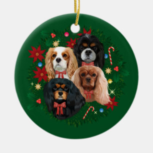クリスマスカヴァリエキングスパニエル犬オーナメント セラミックオーナメント