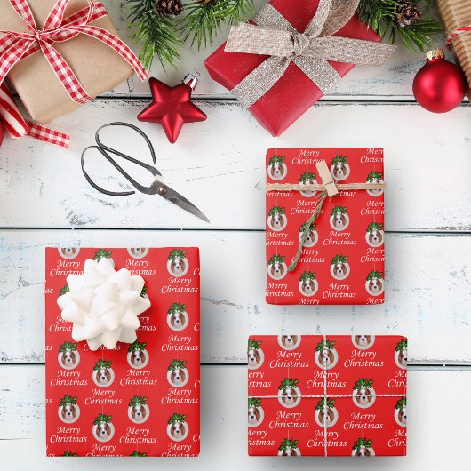 クリスマスカヴァリエスパニエル犬オーナメントギフト紙 ラッピングペーパーシート