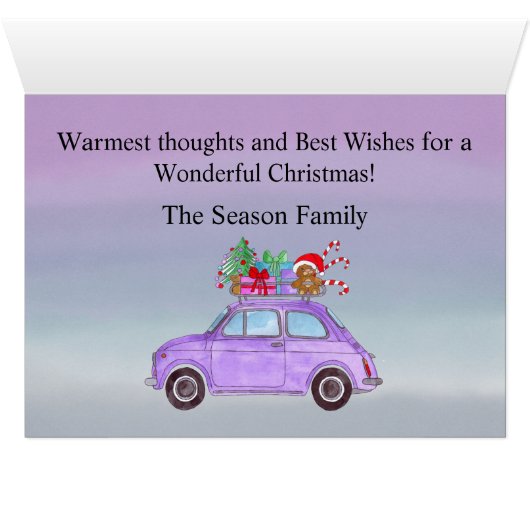 クリスマスカーのカスタマイズ可能な写真カード (内部横(下))