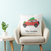 クリスマスカーを運転するビズラ犬 クッション (椅子)