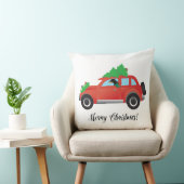 クリスマスカーを運転するブラックとタンのコンハウンド クッション (椅子)