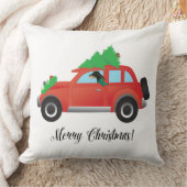 クリスマスカーを運転するブラックとタンのコンハウンド クッション (ブランケット)