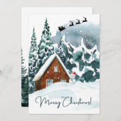 クリスマスカーエレガントド – 雪，家 シーズンカード (正面/裏面)