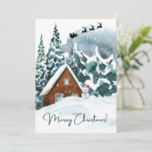 クリスマスカーエレガントド – 雪，家 シーズンカード (スタンド正面)