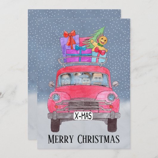 クリスマスカーカスタマイズ可能な写真 シーズンカード (正面/裏面)