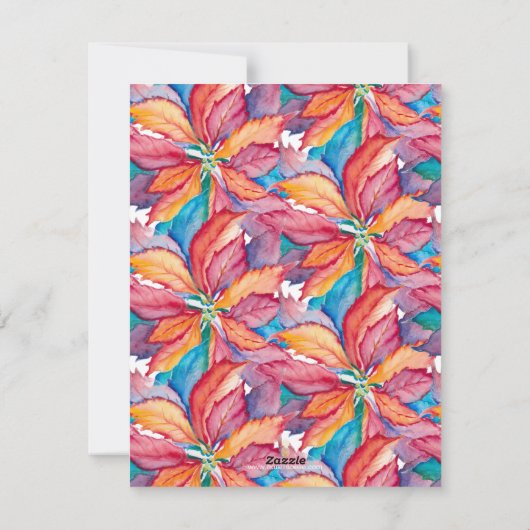 クリスマスカーカラフルド水彩ポインセチア シーズンカード (裏面)