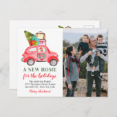 クリスマスカーツリー新しいホームフォトホリデームービング 案内ポストカード (正面/裏面)