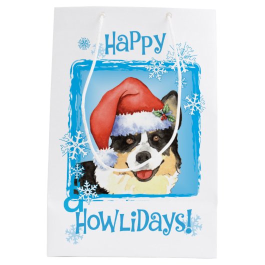 クリスマスカーディガンウェルシュコーギー ミディアムペーパーバッグ (裏面)