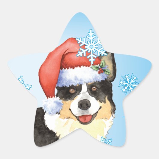 クリスマスカーディガンウェルシュコーギー 星シール (正面)