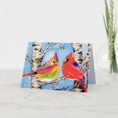クリスマスカーディナルのホリデーカード シーズンカード (正面)