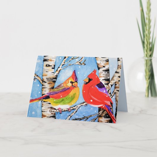 クリスマスカーディナルズのホリデーカード シーズンカード (正面)