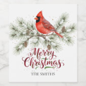 クリスマスカーディナル ホリデーワイン ラベル (シングルラベル)