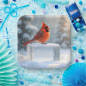 クリスマスカーディナル　季節のご挨拶 ペーパープレート (パーティー)