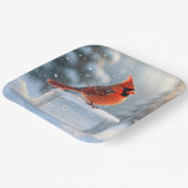 クリスマスカーディナル　季節のご挨拶 ペーパープレート (傾斜あり)