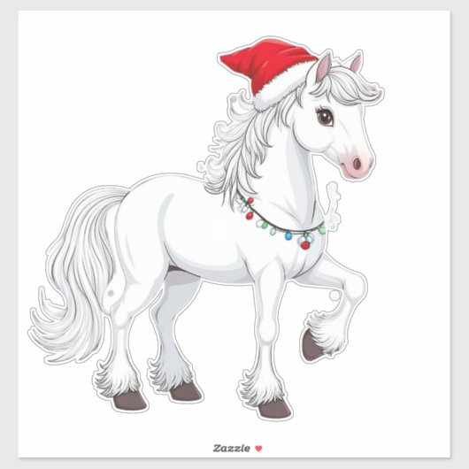 クリスマスカートゥーンの馬 シール (シート)