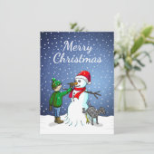 クリスマスカードから雪だるまメリークリスマス シーズンカード (スタンド正面)