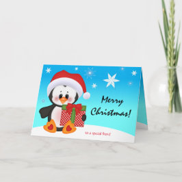 クリスマスカードかわいいおもしろいペンギンのプレゼント シーズンカード
