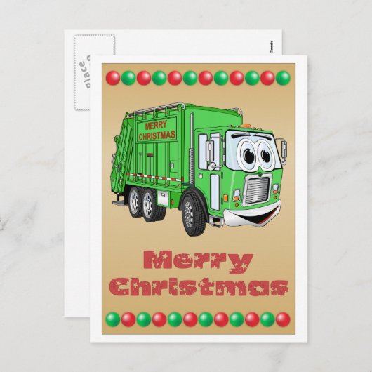 クリスマスカードごみトラック漫画 シーズンポストカード (正面/裏面)