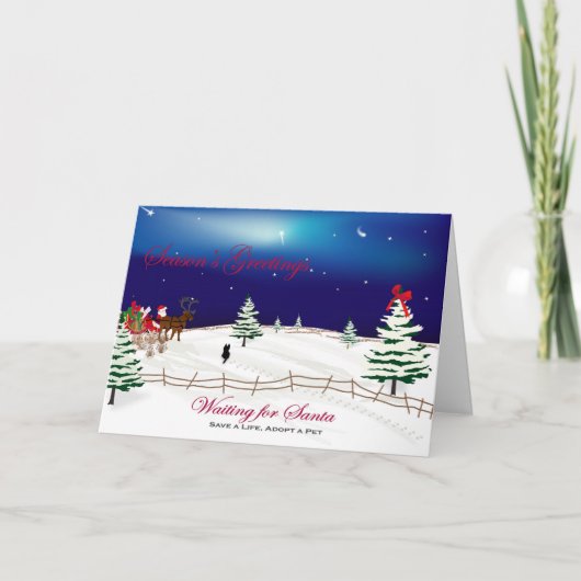 クリスマスカードそして詩"待っているサンタ" シーズンカード (正面)