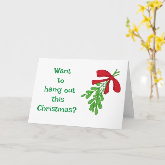 クリスマスカードでの愛のユーモア　もみの木の下で カード (黄色い花)