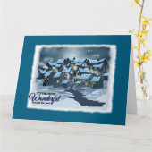 クリスマスカードと村の準備ができて季節 カード (黄色い花)