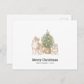 クリスマスカードと柴犬ドッグファミリー ポストカード (正面/裏面)