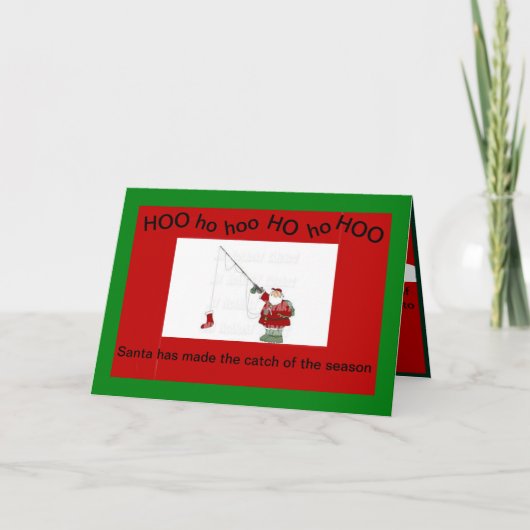クリスマスカードにサンタ魚釣り カード (正面)